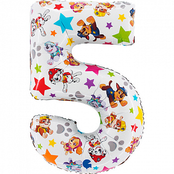 Шар (26''/66 см) Цифра, 5 Щенячий Патруль, 1 шт. Grabo S.r.l., ИТАЛИЯ