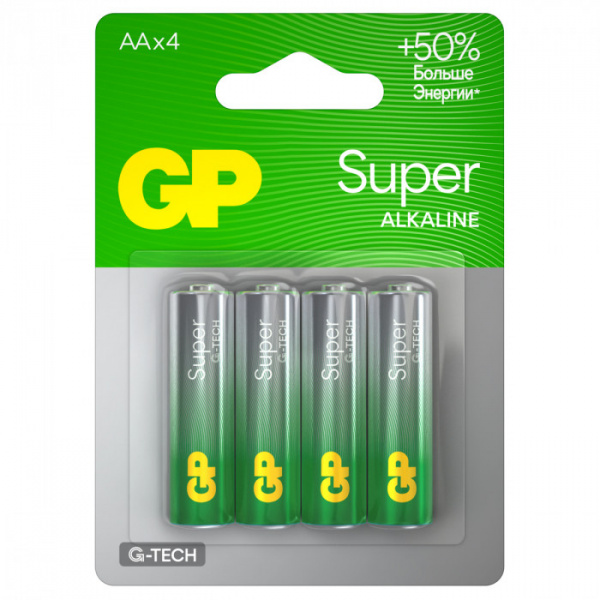 Батарейка GP Super G-Tech AA (LR6) 15A алкалиновая, BC4 GP 15AA21-2CRSBC4