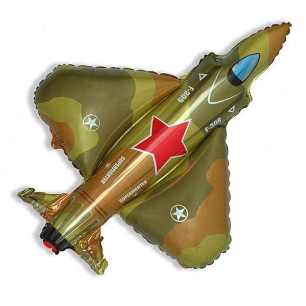 Шар (39''/99 см) Фигура, Самолет Истребитель, Военный, 1 шт.