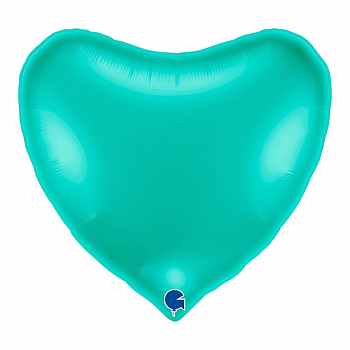 Шар фольгированный сердце большое с гелием цвет тиффани