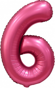 Шар (34''/86 см) Цифра, 6, Бордовый, Сатин, 1 шт. в уп.