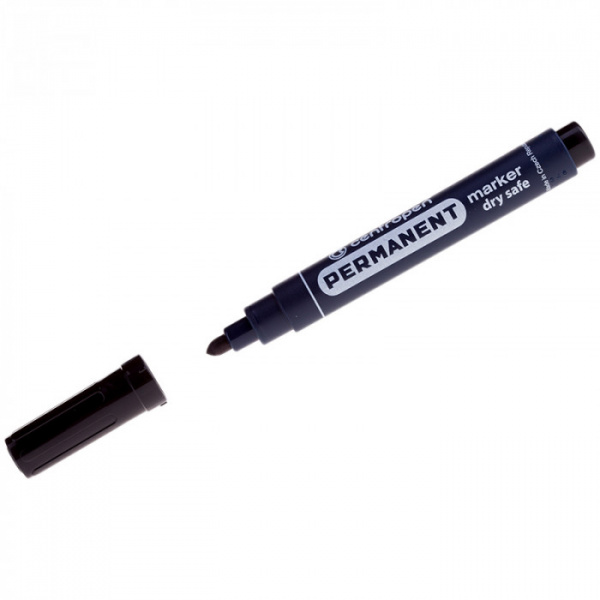 Маркер перманент. Centropen DRY SAFE 2,5 мм черный круглый 1 шт