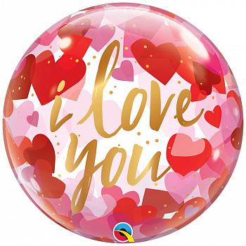 П BUBBLE 22" ILY Сердца красные