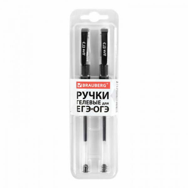 Ручки гелевые "ДЛЯ ЕГЭ" с грипом, ЧЕРНЫЕ, НАБОР 2 штуки,
BRAUBERG, узел 0,7 мм, линия письма 0,4 мм,