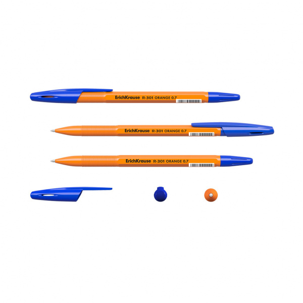 Ручка шариковая ErichKrause R-301 Stick Orange 0.7, цвет чернил синий (в коробке по 50 шт.)