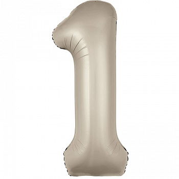 Шар (40''/102 см) Цифра, 1 Slim, Мистик, Кремовый, Сатин, 1 шт. в уп.
