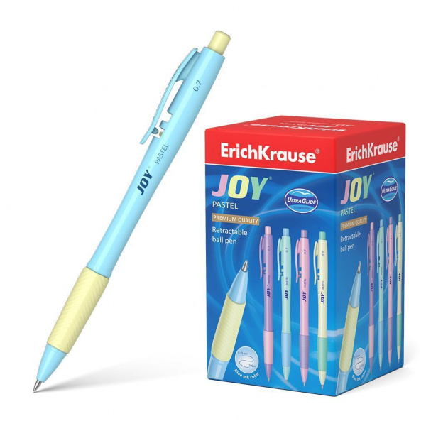 Ручка шариковая автоматическая ErichKrause® JOY® Pastel, Ultra Glide Technology, цвет чернил синий (