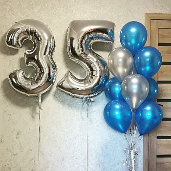 Шары на 35 лет синий металлик