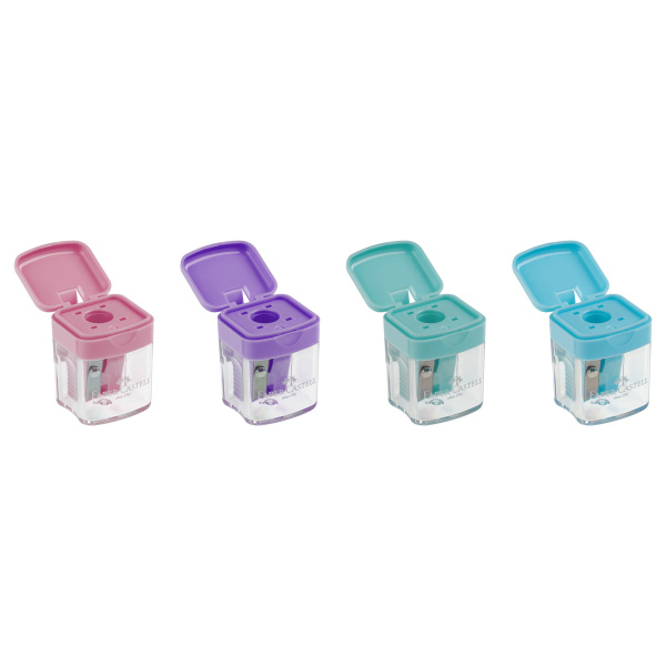 Точилка пластиковая Faber-Castell Mini box,1 отверстие, контейнер, ассорти, пастельные цвета 182801