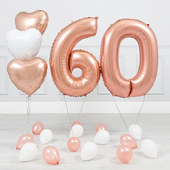 Шары на 60 лет 3 сердца