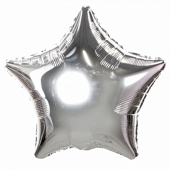 Шар (18''/46 см) Звезда, Серебро, Голография, 1 шт.