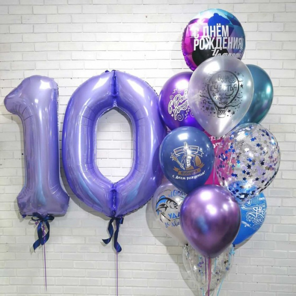 Шары на 10 лет «С Днём Рождения, Чемпион!»