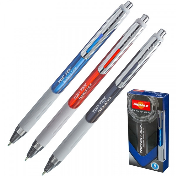 Ручка шариковая Unimax TOP TEK FUSION, синий ст., автом., ассорти корпус