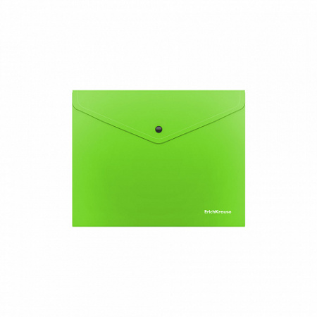 Папка-конверт на кнопке пластиковая  ErichKrause® Glossy Neon, полупрозрачная, Travel, ассорти (в па