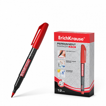 Перманентный маркер ErichKrause® P-70, цвет чернил черный