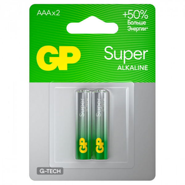 Батарейка GP Super G-Tech AAA (LR03) 24A алкалиновая, BC2 GP 24AA21-2CRSBC2