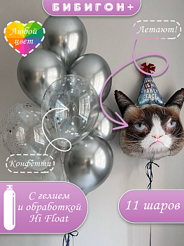 Воздушные шары с гелием сердитый кот