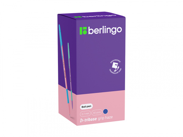 Ручка шариковая Berlingo "Tribase grip haze" синяя, 0,7мм, грип, ассорти CBp_70966