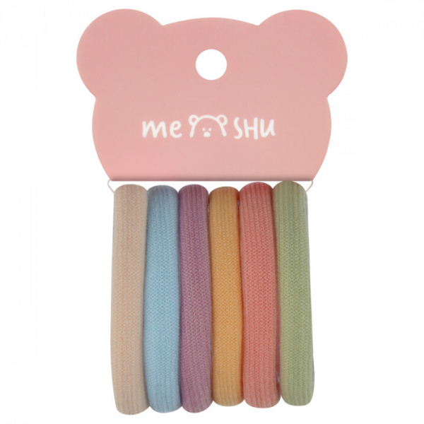 Резинки для волос MESHU "Essence thin", пастельные ассорти, 6шт., европодвес MS_60544