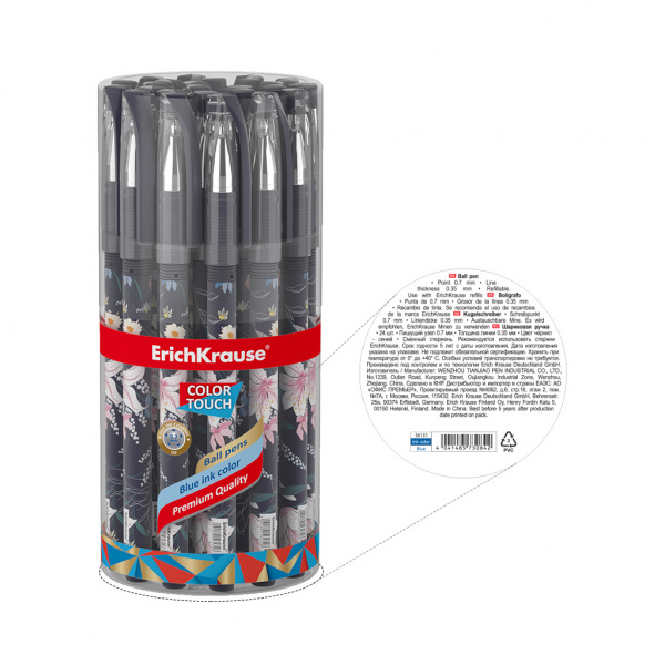 Ручка шариковая ErichKrause ColorTouch Stick Lily 0.7, цвет чернил синий (в тубусе по 24 шт.)