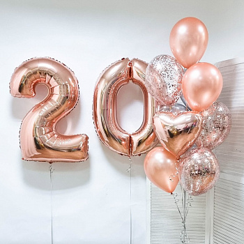 Шары на 20 лет розовое золото