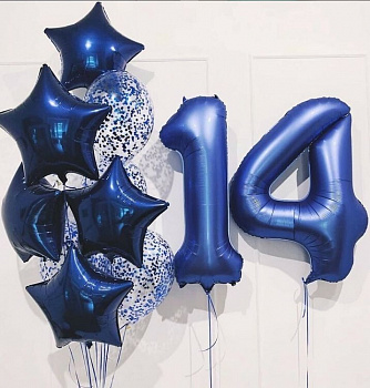 Букет в синем цвете на 14 лет