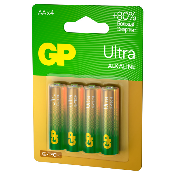 Батарейка GP Ultra G-Tech AA (LR6) 15AU алкалиновая, BC4 GP 15AUA21-2CRSBC4