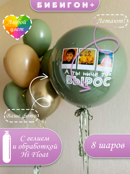Воздушные шары с гелием баблз и индивидуальной наклейкой