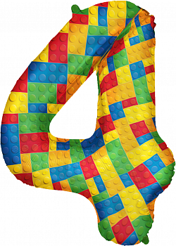 Шар (34''/86 см) Цифра, 4 Конструктор, 1 шт. в уп.