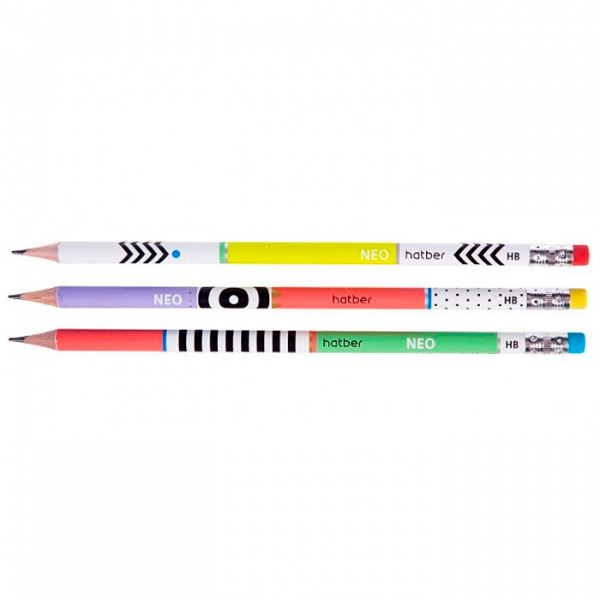 BL_065978 Карандаш чернографитн. Hatber NEO круглый корпус 72шт. серия  "HB" с ластиком с заточ.  в 