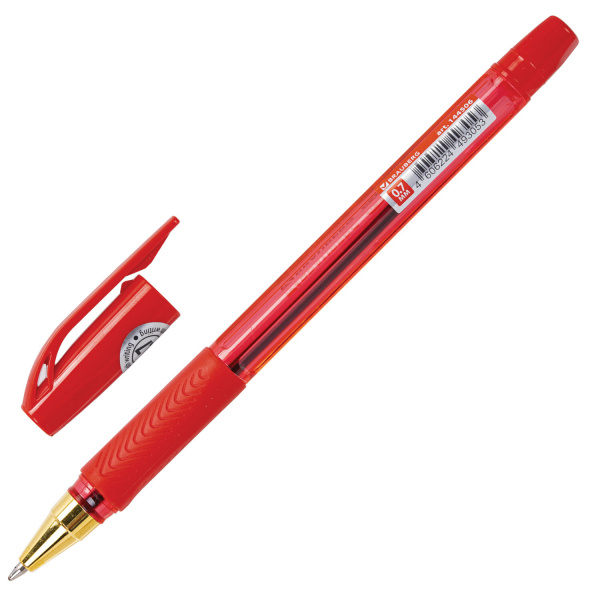 Ручка шариковая BRAUBERG BP-GT GLD RED, КРАСНАЯ, корпус тонированный, пишущий узел 0,7 мм, линия пис