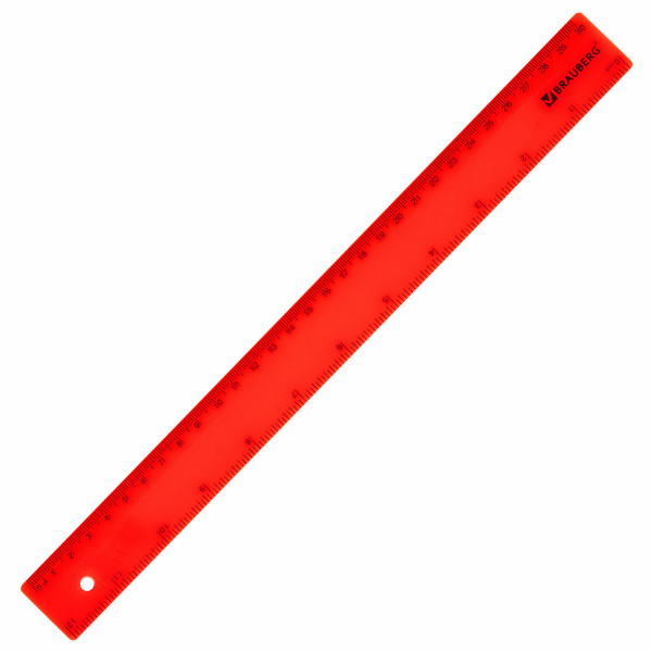 Линейка пластиковая 30 см, BRAUBERG, неоновая, ассорти, 210839