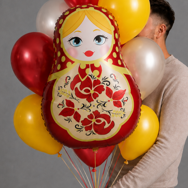 Связка воздушных шаров с Матрешкой