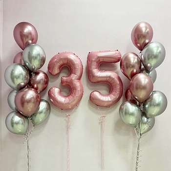 Шары на 35 лет «Оливка хром»