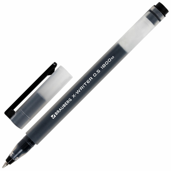 Ручки гелевые BRAUBERG X-WRITER 1800, УВЕЛИЧЕННАЯ ДЛИНА ПИСЬМА 1 800 м, ЧЕРНЫЕ, НАБОР 4 ШТУКИ, станд