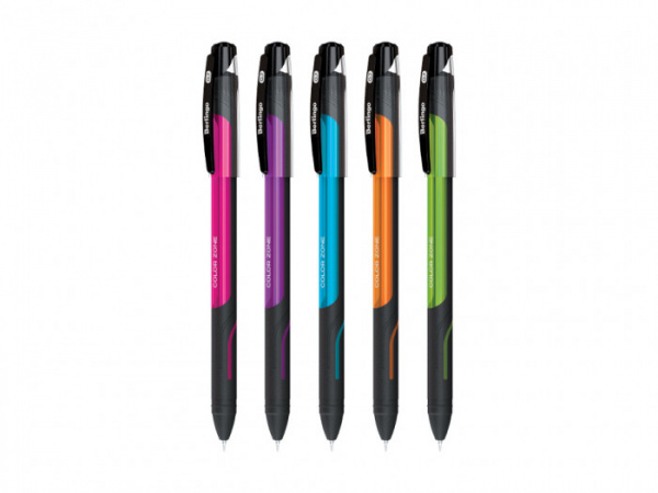 Ручка шариковая Berlingo "Color Zone stick" синяя, 0,7мм, прорезиненный корпус ассорти CBp_70950