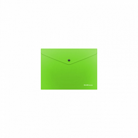 Папка-конверт на кнопке пластиковая  ErichKrause® Glossy Neon, полупрозрачная, Travel, ассорти (в па