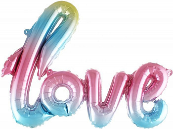 Шар из фольги (41''/104 см) Фигура, Надпись "Love", Нежная радуга, Градиент, 1 шт. 
Falali, КИТАЙ