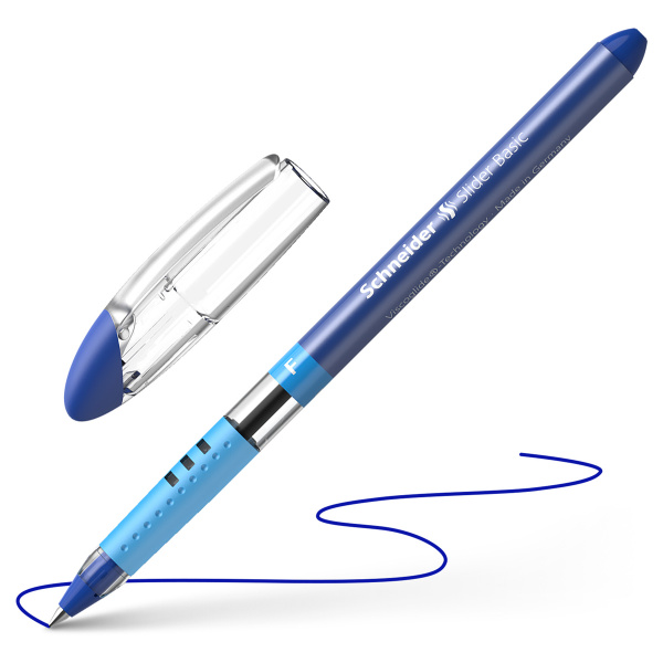 Ручка шариковая Schneider "Slider Basic" синяя, 0,8мм, грип 151003