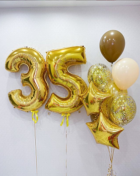 Сет из шаров в золоте на 35 лет