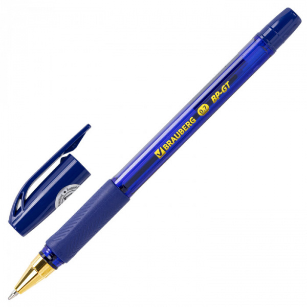 Ручка шариковая BRAUBERG BP-GT GLD BLUE, СИНЯЯ, корпус тонированный, пишущий узел 0,7 мм, линия пись