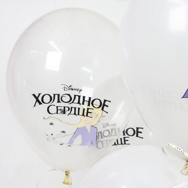 Шар (12''/30 см) Холодное сердце, Белый (200)/Прозрачный (600), кристалл 6 шт