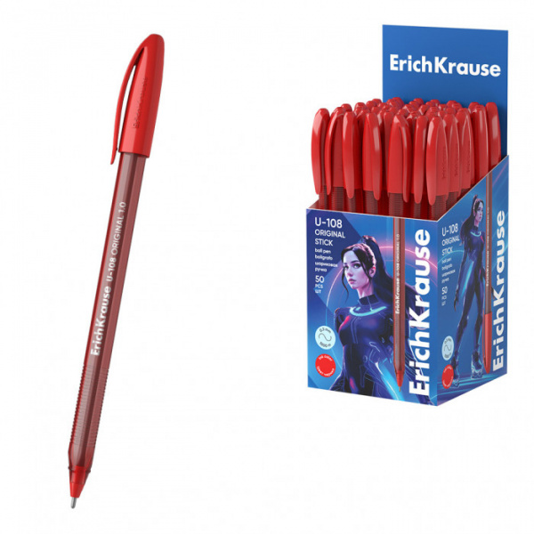 Ручка шариковая ErichKrause® U-108 Original Stick 1.0, Ultra Glide Technology, цвет чернил красный (