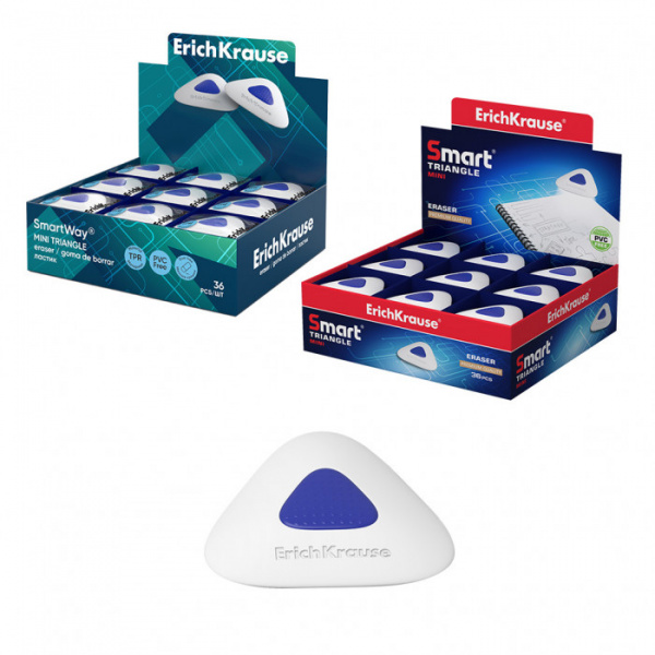 Ластик с пластиковым держателем ErichKrause SmartWay® Mini Triangle (в пакете с европодвесом) (в кор