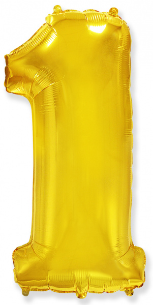 Шар (40''/102 см) Цифра, 1, Золото, 1 шт.