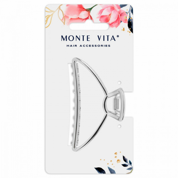Краб для волос "Месяц", 7,8 см, серебристый, MONTE VITA, 457016