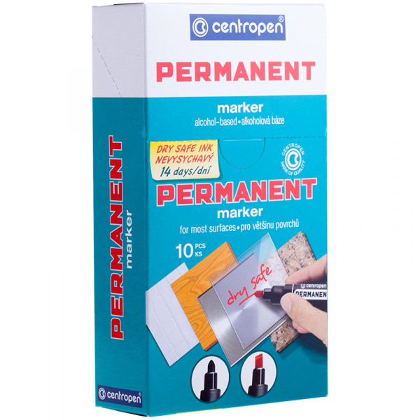 Маркер перманент. Centropen DRY SAFE 2,5 мм черный круглый 1 шт
