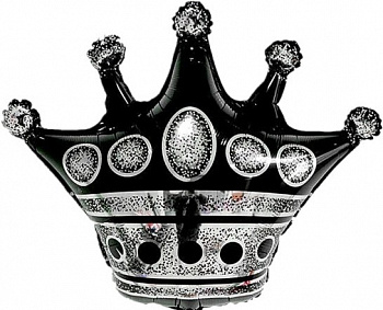 Шар (30''/76 см) Фигура, Корона, Черный, 1 шт.