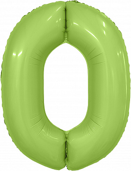 Шар (40''/102 см) Цифра, 0 Slim, Мистик, Фисташка, Сатин, 1 шт. в уп.