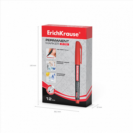 Перманентный маркер ErichKrause® P-70, цвет чернил черный